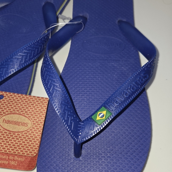 Havaianas marine blue Flip Flops with Brazilian Flag 9/10 men 11/12 women - Picture 3 of 7